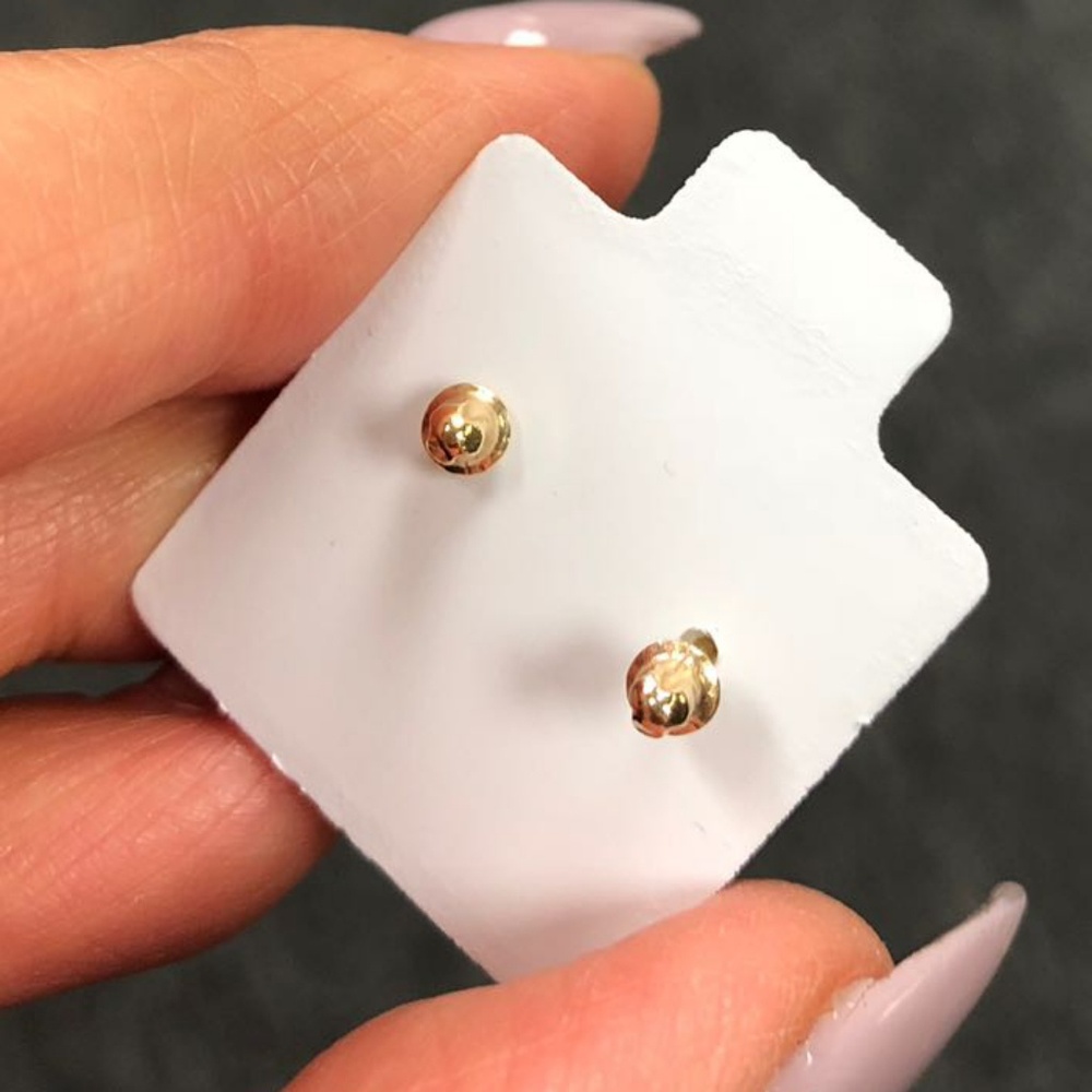 14k Yellow Gold 3mm Round Ruby Girls Earring - Picture 5 of 6